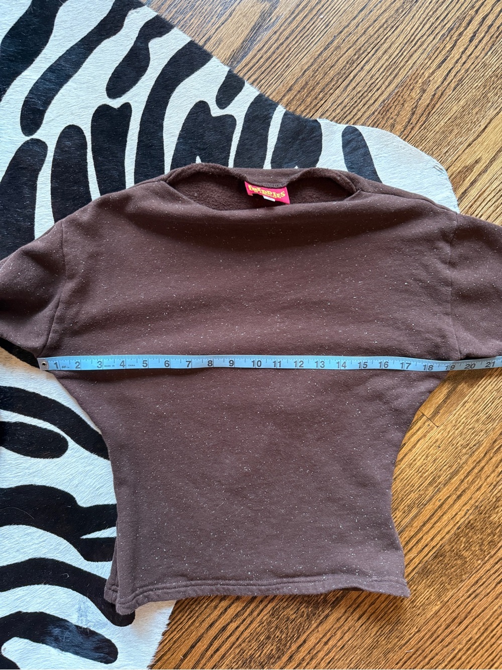 Boat Neck Top - Brown with Light Blue Specs - Picture 4 of 8